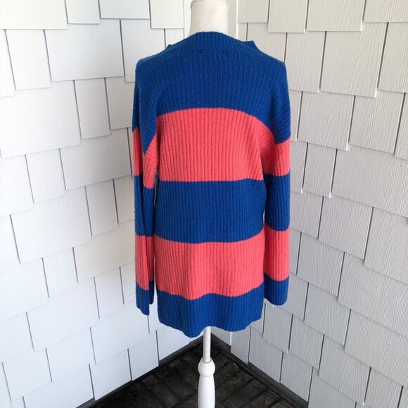 BP. for NORDSTROM Women's Pink/Blue Striped Oversized Hi-Low Hem Sweater sz XS - Picture 7 of 7
